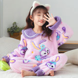 Kid Girl Pajamas Coral Fleece Autumn Winter Thickened Loungewear