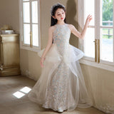 Kid Girl Princess Host Evening  Mermaid Fish Tail Dresses