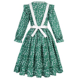 5-12Y Kid Girl Pioneer Green Floral Apron Dress Set