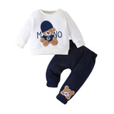 Baby Girl Autumn Winter Cartoon Letter Bear Embroidered 2 Pcs Sets