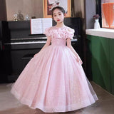 Kid Girl Host Evening Princess Piano Performance Dresses