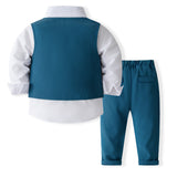 1-6Y Kid Baby Boys British Suit Flower Banquet Performance 4 Pcs Set