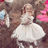 Kid Little Girl Boutique Elegant Tulle Bubble Sleeve Dress