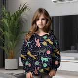 2-12T Kid Girl Cat 3D Digital Print Casual Hoodie