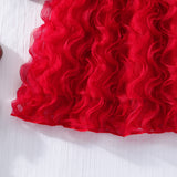Girl Xiaoxiangfeng Bow Waist Knitted Splicing Wave Mesh Princess Dress