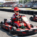 3-10Y Kid Boy Red Blue One-piece Plaid Track Racing Suit