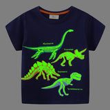 Kid Baby Boy Summer Cartoon Luminous Short-sleeved Crew Neck T-shirt