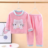 Kid Baby Boy Girl Flannel Autumn Winter Plush Thickened Pajamas