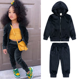 6M-14T Kid Baby Boy Girl Autumn Golden Velvet Suits 2 Pcs Set