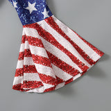 Kid Baby Girls Summer Short-sleeved Independence Day Star Print 2 Pcs Set