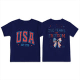 Kid Boy Girl Round Neck Short Sleeves Loose Casual Summer Independence Day T-shirt