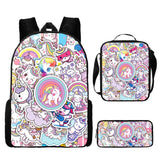 3pcs Set Unicorn Student Schoolbag Digital Printing Cartoon Backpack
