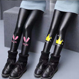 1-14T Kid Girl Thickened Imitation Leather Pants Velvet Leggings