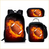 Kid Boy Street Trendy Football Backpack with Pencil Case Lunch Bag 3 Pcs/set