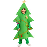 Kid Christmas Green Elf Big Tree Suits Romper