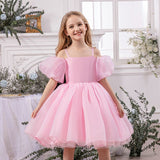 6M-12T Kid Baby Girl Princess Bubble Sleeve Fluffy Birthday Princess Performance Dress