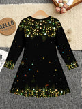 3-12Y Girls Long Sleeve 3D Printed New Year Dress