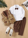2-6T Kid Boys Bronzing Formal Wedding Suit 4 Pcs Set