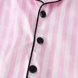 6M-4T Baby Girl Imitation Silk Striped Loungewear Long-sleeved Pajamas