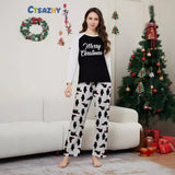 Family Matching Christmas Bear Letters Parent-child Pajamas