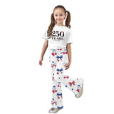 American Independence Day Kid Girl Flared Short Sleeve 2 Pcs Set