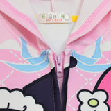 Cartoon Kids Girl Kuromi Zippered Hooded Jacket Coats