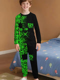 Flame Retardant and Fireproof Fabric Children's Long-sleeved Pajamas Set Loungewear