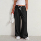 New solid color lines fashionable soft casual straight medium and adult trousers