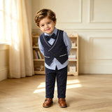 6M-8T Kid Baby Boy Suit Solid Formal 4 Pcs Set