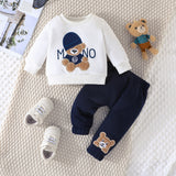 Baby Girl Autumn Winter Cartoon Letter Bear Embroidered 2 Pcs Sets