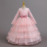 Princess Dress Dress Long Sleeve Lace Mesh Dress Bow Dress