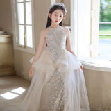 Kid Girl Princess Host Evening  Mermaid Fish Tail Dresses