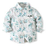 1-5Y Kid Baby Boys Long-sleeved Leaf Print Gentleman Autumn Banquet 4 Pcs Set