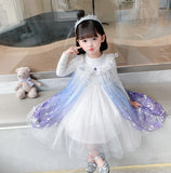 Kid Girl Winter Princess Elsa Long-sleeved Gradient Dresses