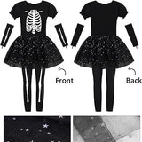 AOTHSO Halloween Girls Luminous Skeleton Children's Costume Ballet Skirt Dress