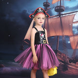 Halloween Children's Pirate Costume Cosplay Carnival Pirate Dress Girl Princess Dress Mesh