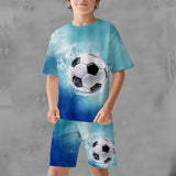 Kid Boy 3D Printed Football Summer Fashion 2 Pcs Set