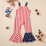 Independence Day Kid Baby Girls Summer Sleeveless Striped Star Print Pants