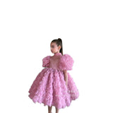 6M-12T Kid Baby Girls Three-dimensional Flower Princess Catwalk  Dress