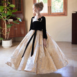 2-12T Kid Girl Light Luxury Niche Birthday Princess Host Piano Performance Dresses