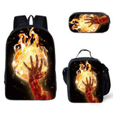 Kid Boy Street Trendy Football Backpack with Pencil Case Lunch Bag 3 Pcs/set