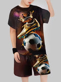 2-12T Kid Baby Boy Summer Sports Set Football 3D Printed Quick-drying 2 Pcs Set