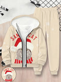 Children's 3D Digital Printing Children's Zipper Hooded Sweater Set
