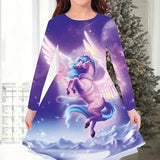 2-10T Kid Baby Girl Fashionable Foreign Pony Poly Print Cute Casual Dresses