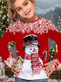 2-12T Kid Girl Cute Casual Fashion Christmas Print Long Sleeve T-shirt