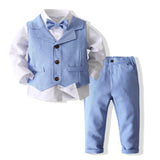 6M-5T Kid Baby Boy Banquet Suit Gentleman Solid 4 Pcs Set