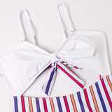Family Matching Striped One-piece Swimsuit Parent-Child Swimwear
