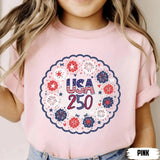 US Independence Day Kid Toddler Boy Girl Celebrating 250th Anniversary T-Shirt