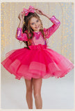 Kid Baby Girls Piano Catwalk Rose Red Sequined Princess Dresses