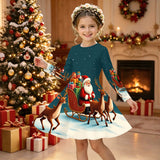3-12Y Kid Girls Autumn Winter Christmas Long Sleeve 3D Dresses